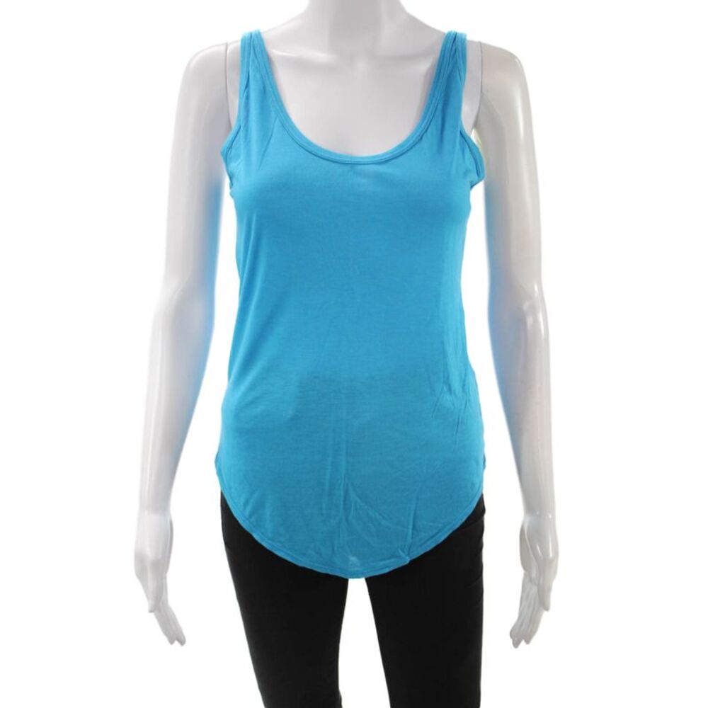 Helmut Womens Basic Sleeveless Tank Blue Round Neck Micro Modal Petite Size S